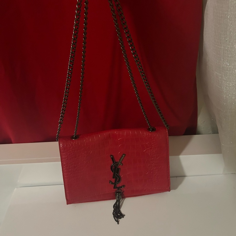 Red YSL snakeskin bag